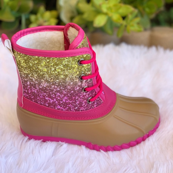 Sizes Girls Rainbow Glitters Duck Boots 